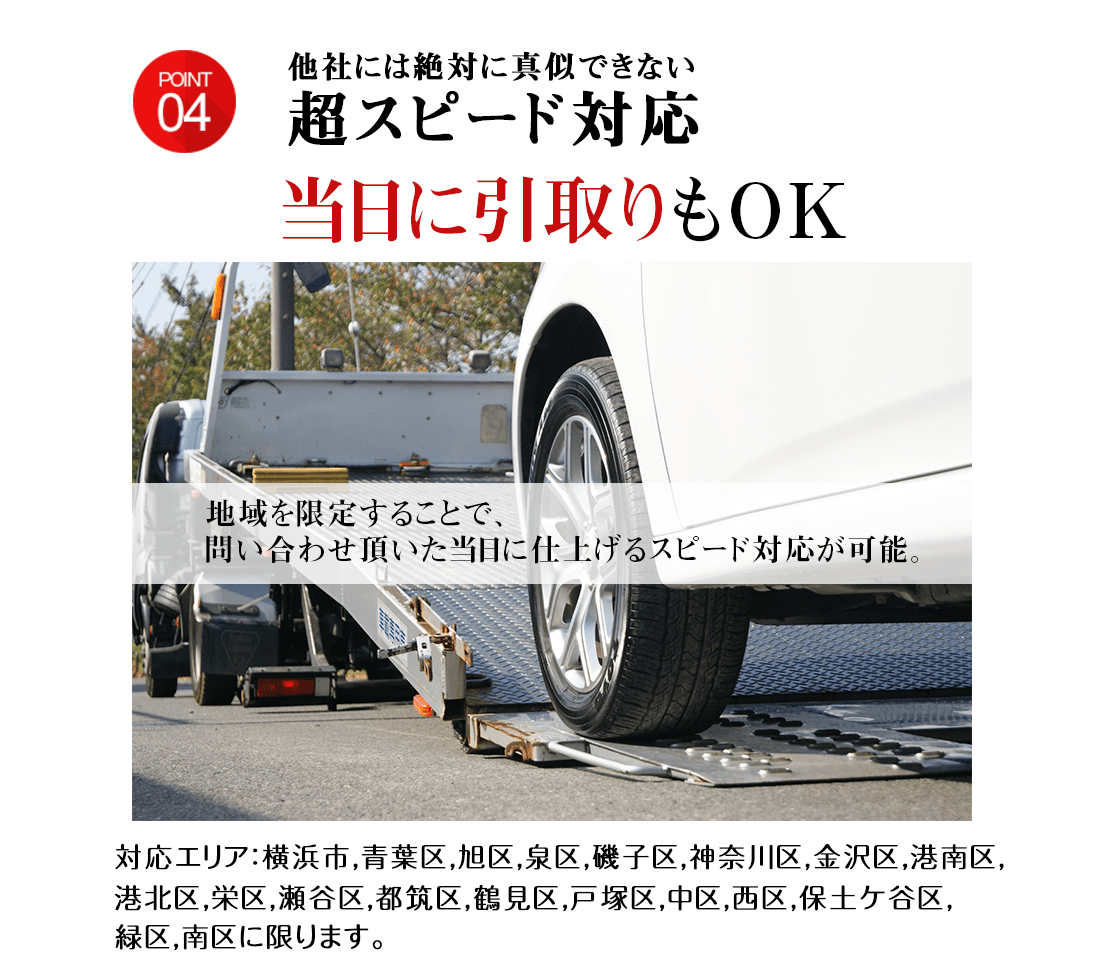 超スピード対応　当日に引取りもOK